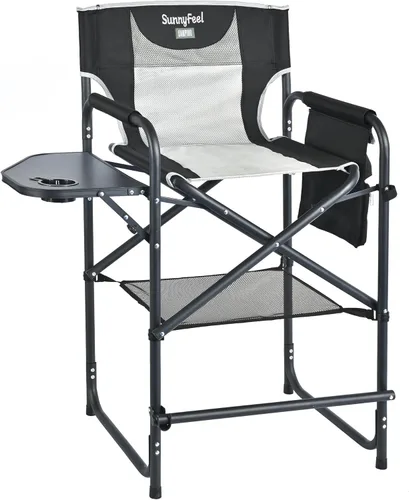 Miniatura 10 de SUNNYFEEL Silla de directores de campamento de gran tamaño de 500 libras resistente, silla plegable portátil con mesa auxiliar, bolsillo para playa