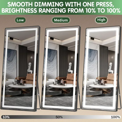 Miniatura 8 de FENNIO Espejo de longitud completa con luces, espejo LED de cuerpo completo de 80 x 36 pulgadas, espejo colgante de pared con luces para dormitorio