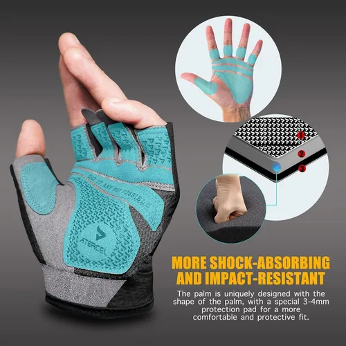 Miniatura 5 de ATERCEL Guantes de levantamiento de pesas, protección completa de la palma de la mano, guantes de entrenamiento para gimnasio, ciclismo, ejercicio