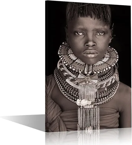 Miniatura 22 de Decoraciones de sala de estar, cuadro de mujer africana negra, pintura de retrato de mujer sobre lienzo, obra de arte moderna, decoración del hogar
