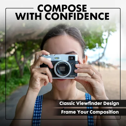 Miniatura 6 de Minolta Cámara digital retro – 48 megapíxeles con enfoque automático compacto y video ultra HD de 5K, lente selfie trasera, zoom 16x, WiFi, pantalla