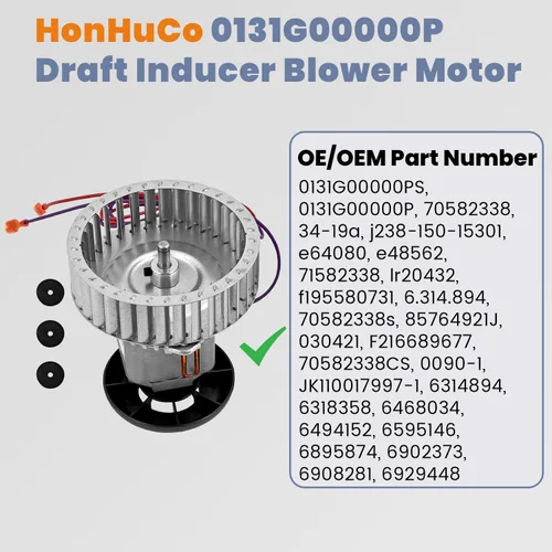 Miniatura 2 de 0131G00000P Motor de soplador inductor de tiro compatible con Goodman 0131G00000PS 0131G00000S para Fasco 70582338 71582338 para Packard 66000