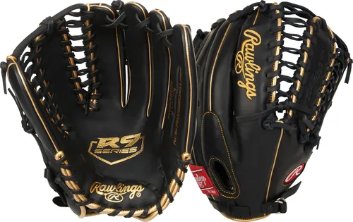 Miniatura 15 de Rawlings Guante de béisbol de la serie R9 Pro H-Web Negro/Oro