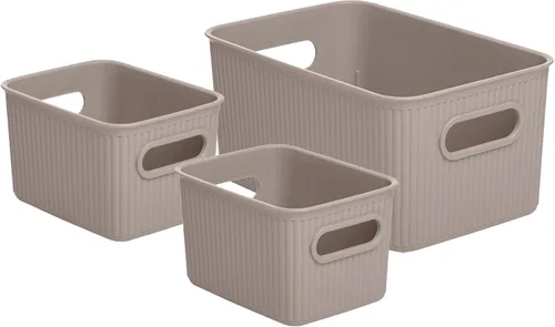 Miniatura 27 de Superio Ribbed Collection – Cesta decorativa de plástico abierta para el hogar, color azul (juego de 4) 1 grande, 1 mediano, 2 pequeñas – cajas