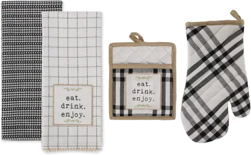 Miniatura 14 de DII Home Sweet Farmhouse Kitchen Collection, manoplas de horno, juego de toallas de cocina, color rojo granero, 4