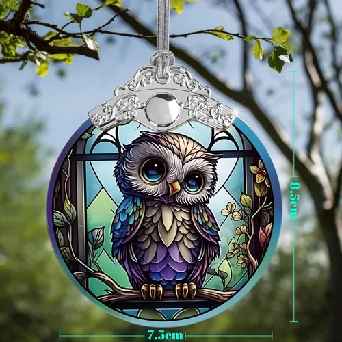 Miniatura 2 de Jocidea Adornos navideños de búho - Adornos festivos de vidrio manchado, adornos para árbol de Navidad, regalos de Navidad para amantes de los búhos