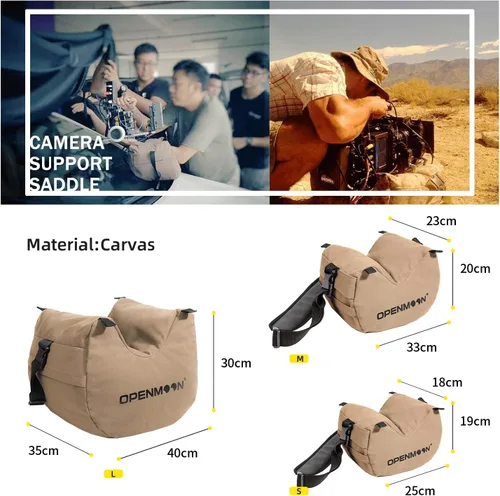 Miniatura 6 de OPENMOON Soporte para cámara Saddlebags Material resistente a salpicaduras Lona (marrón, L)