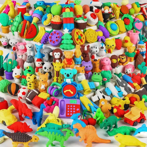 Miniatura 12 de URSKYTOUS 35 borradores de animales de escritorio para niños, borradores de lápices de animales, juguetes de borrador a granel, regalos para premios