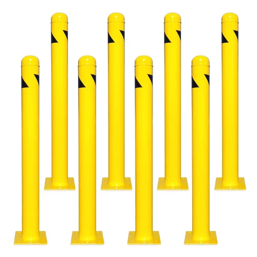 Miniatura 10 de 8NET Paquete de 32 bolardos de seguridad de 24 pulgadas de alto x 4.5 pulgadas de profundidad, 12 Ga (0.106 in), base 8 x 8 pulgadas, con 4 pernos