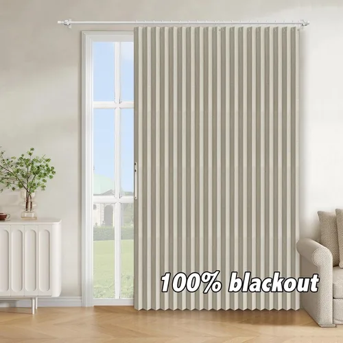 Miniatura 10 de AJAZZ Cortina de puerta magnética 100% opaca de acordeón para armario, cortina invisible para puerta interior de dormitorio, sala de estar, pasillo