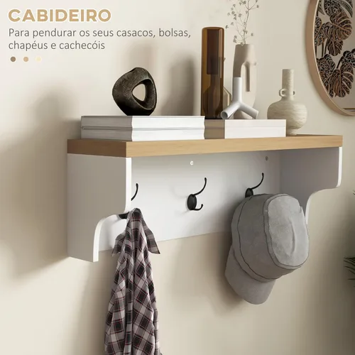 Miniatura 5 de HOMCOM Juego de banco de zapatos 2 en 1, árbol de pasillo de 5 ganchos con banco y almacenamiento de zapatos para 9 pares de zapatos para entrada