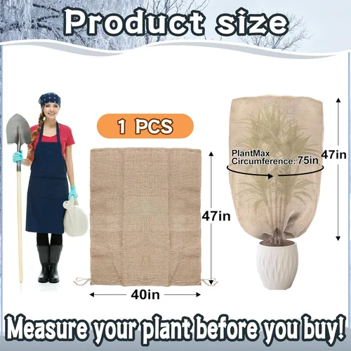 Miniatura 3 de ANPHSIN Cubiertas de arpillera para plantas de protección contra la congelación para el patio, protector de heladas de invierno grande de 40 x 47