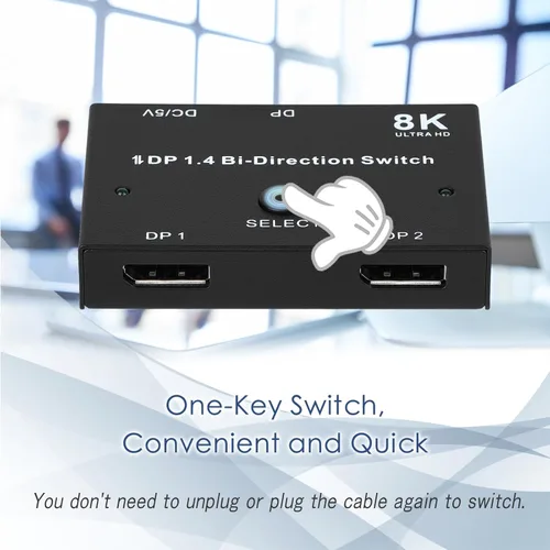 Miniatura 8 de 8K DisplayPort Switch Splitter DP 1.4 Bidireccional Switcher Soporte 8K @30Hz 4K @120Hz 2 en 1 Salida o 1 en 2 Salida Compatible