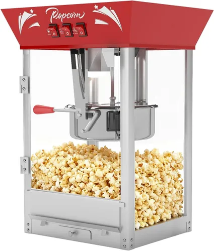 Máquina comercial de palomitas de maíz de 12 onzas con luz de calentamiento, hace 60 tazas, máquina de acero inoxidable estilo teatro con vidrio