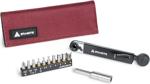 Miniatura 8 de Granite Rocknroll TQ - Kit de herramientas para bicicleta de trinquete torque, kit multiherramienta para bicicleta con 10 brocas de herramienta