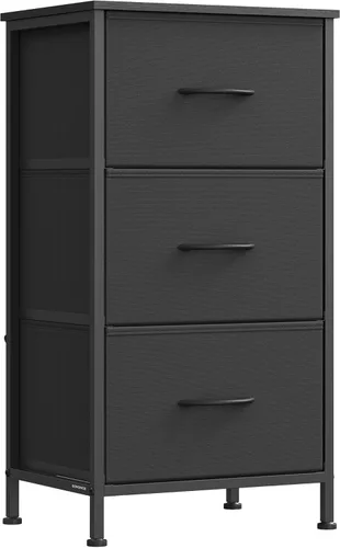 Miniatura 12 de SONGMICS Cómoda para dormitorio, cómoda, acero, MDF, 4 cajones de tela no tejida, unidad organizadora de almacenamiento, armario, entrada, negro