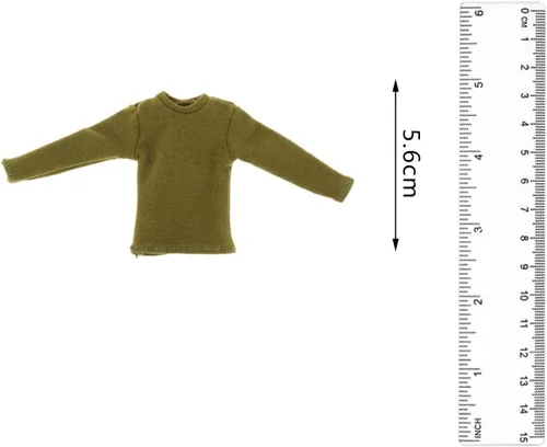 Miniatura 4 de Colaxi Camiseta de manga larga con figura de hombre a escala 1/12, ropa de muñeca en miniatura para figura de 6 pulgadas, color verde