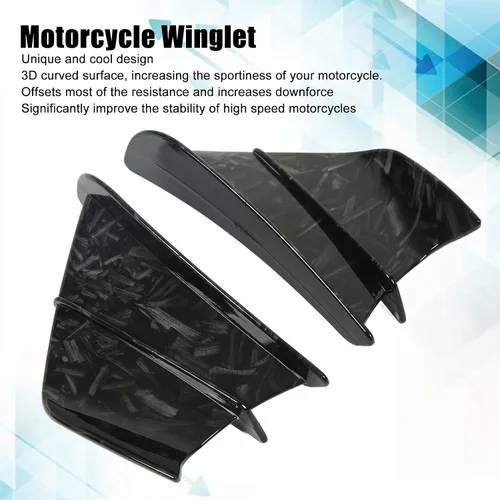 Miniatura 8 de Aleta de viento lateral para motocicleta, alerón lateral de motocicleta, carenado delantero, aletas aerodinámicas para Z900 Z1000 (negro brillante)
