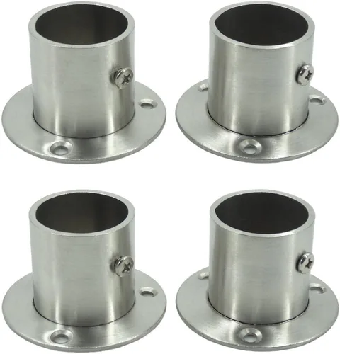 Armario de acero inoxidable Armario Rod Holder Socket End Support Brida para 1.260 in (juego de 4)