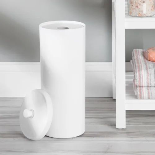 Miniatura 8 de iDesign Soporte Independiente para Almacenamiento de Papel Higiénico de Baño con Tapa para 3 Rollos Extra, Blanco Con tapa, para 3 rollos
