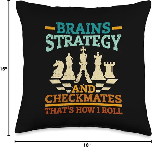 Miniatura 4 de Funny Chess Themed Accessories & Stuff Cool Players Design - Almohada para hombres, niños, amantes del ajedrez, 16 x 16 pulgadas, multicolor
