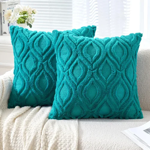 Miniatura 17 de MIULEE - Juego de 2 fundas de almohada de lana sintética suave y afelpada, fundas decorativas de estilo bohemio para sofá, sala de estar, cama, 18 x