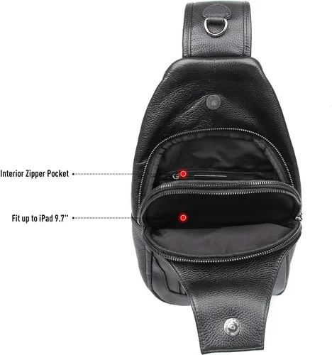 Miniatura 7 de Polare - Bolso bandolera de piel de vacuno impermeable y casual para hombre
