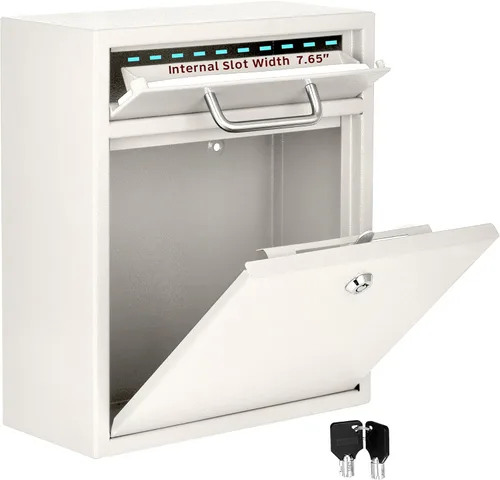 Miniatura 2 de AdirOffice contenedor con traba - Buzón de correo montado en pared., Blanco, 631-04-WHI