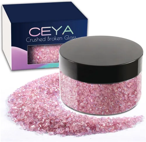 Miniatura 22 de Ceya 5.3 onzas/150g Vidrio Triturado Irregular Azul Neptuno Metálico Chips de Cristal Vidrio Roto Chips Purpurina 2-4mm Manualidades Purpurina