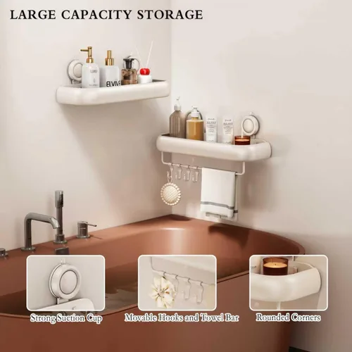 Miniatura 4 de CICUFY Organizador de ducha con ventosa, 1 paquete de estantes de ducha esquineros sin perforación, organizador de almacenamiento de baño a prueba