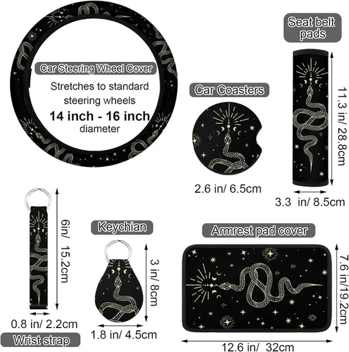 Miniatura 5 de Juego completo de 10 fundas de asiento de automóvil con estrella de luna, accesorios de automóvil para mujer, funda de asiento delantero, funda