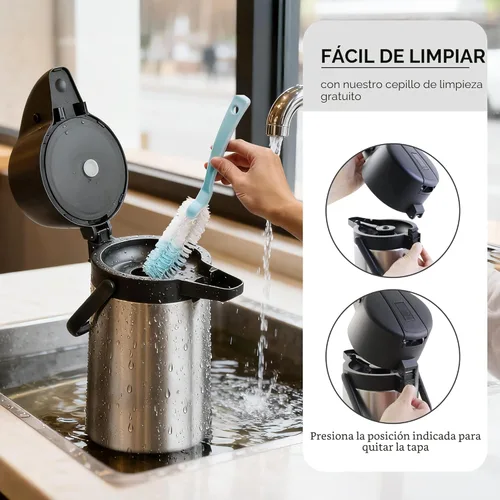 Miniatura 4 de TOMAKEIT Airpot - Dispensador de café térmico con bomba, 3L/102 onzas, aislado de acero inoxidable, gran jarra de café, palanca de acción para agua
