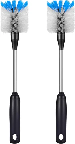Miniatura 13 de MOSOLAN Cepillo para botellas de acero inoxidable con cabezal reemplazable, paquete de 2 cepillos de limpieza de mango largo para botellas de agua
