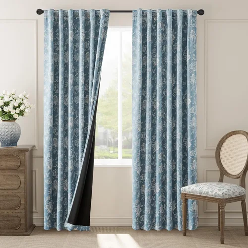 Miniatura 26 de jinchan Cortinas Opacas Florales para Dormitorio, 63 Pulgadas de Largo Cortinas Opacas con Estampado de Flores, Estilo Campo Francés con Pestañas