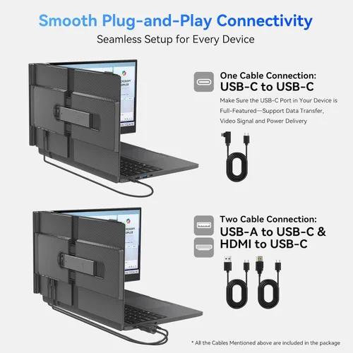 Miniatura 7 de Blackview Extensor de pantalla para laptop, 1.3 libras ultraligero y ultradelgado de 0.17 pulgadas, 14 pulgadas, FHD 1080P IPS, extensor de monitor