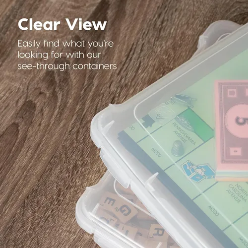 Miniatura 8 de IRIS USA Caja Organizadora de Almacenamiento para Juegos de Mesa y Manualidades con Tapa de Cierre a Presión, Paquete de 4 Contenedores de Plástico