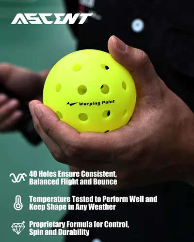 Miniatura 3 de Warping Point Outdoor Pickleball Balls USAPA Approved 4 Pack, 12 Pack 40 Holes Competition Pickle Balls for Tournament Play Crack Resistant
