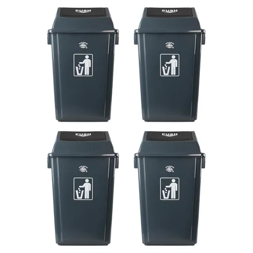 Miniatura 8 de Paquete de 4 cubos de basura de reciclaje de 13 galones para el hogar dormitorio y la oficina, contenedor de reciclaje grande con tapa, color gris