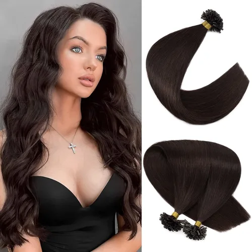 Miniatura 17 de Extensiones de cabello humano con punta en U, con queratina de fusión caliente, extensiones de cabello humano real, extensiones de cabello Remy