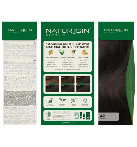 Miniatura 9 de Naturigin Tinte permanente para el cabello, negro 2.0, sin amoníaco, cobertura 100% de canas, fórmula natural nutritiva, para todo tipo de cabello