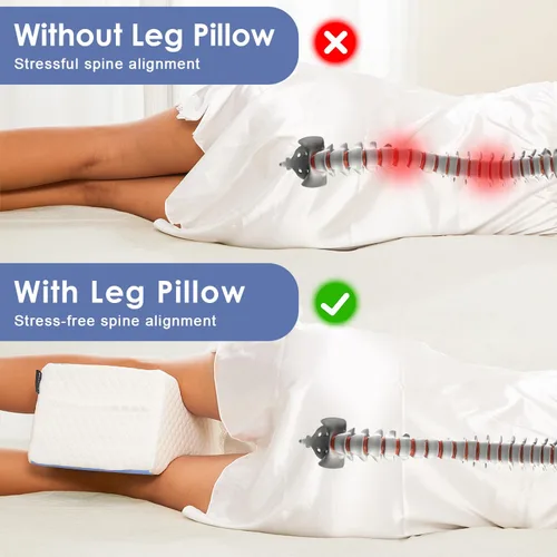 Miniatura 6 de cooloo8 Almohada de rodilla para dormir de lado, almohada de piernas para dormir de lado, almohada de columna vertebral suave para ciática, alivio