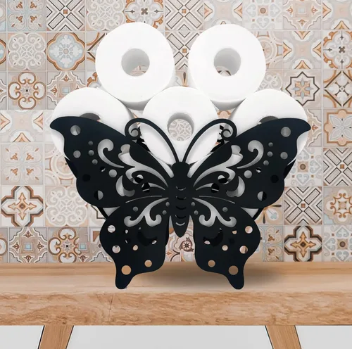 Miniatura 8 de Titulares de papel de animales de mariposa, soporte de papel higiénico de metal negro, soporte de papel de metal decorativo, lindo almacenamiento