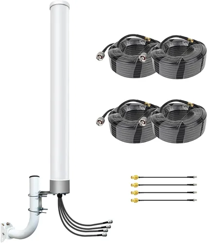 5G 4G 4x4 MIMO - Kit de antena externa de banda ancha para exteriores, antena omnidireccional de alta ganancia con cable de 32 pies para enrutador