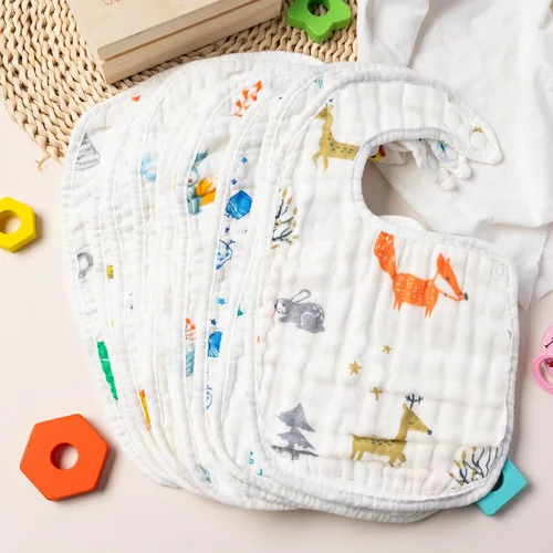 Miniatura 4 de BUoonyer 10 baberos de algodón de muselina a presión, baberos bandana para bebé, bufanda de algodón absorbente suave ajustable