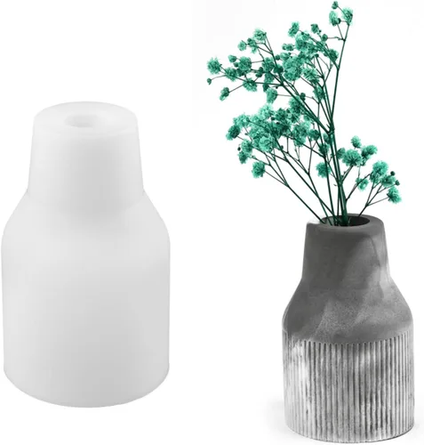 Miniatura 10 de Molde de silicona para florero a rayas, maceta suculenta, maceta de hormigón, yeso, molde de cemento, resina epoxi, soporte para bolígrafo