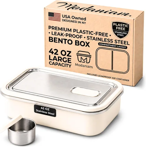 Miniatura 11 de Modaniam Caja Bento de acero inoxidable para adultos, 42 onzas, contenedores de almuerzo de acero inoxidable, lonchera de metal, contenedores