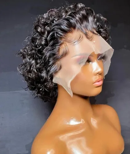 Miniatura 8 de INSTASTYLE Pelucas rubias degradadas con encaje frontal de 6 pulgadas, cabello humano de 13 x 1, corte Pixie, pelucas cortas rizadas de encaje HD