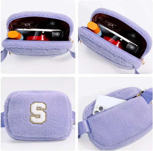 Miniatura 3 de YOOLIFE Riñoneras cruzadas con iniciales, bolsa de forro polar para mujeres y niñas, regalos de cumpleaños personalizados para mujeres