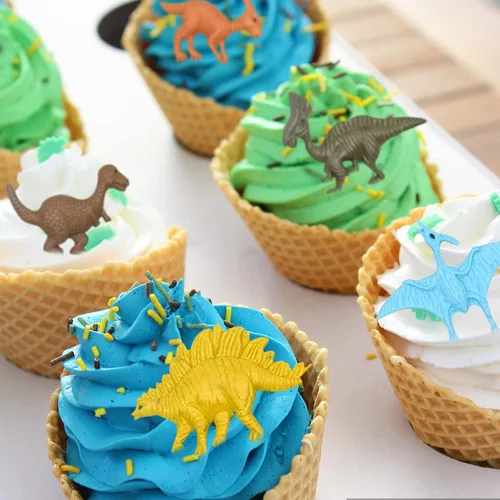 Miniatura 6 de Rainmae Moldes de silicona para fondant de dinosaurio, molde de arcilla de dinosaurio de dibujos animados para niños, para hornear pasteles