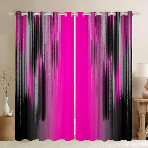 Miniatura 45 de jejeloiu Cortinas rojas y negras para dormitorio (2 paneles, 38 x 45 pulgadas) con líneas geométricas de rayas 30% a 50% cortinas opacas para niños